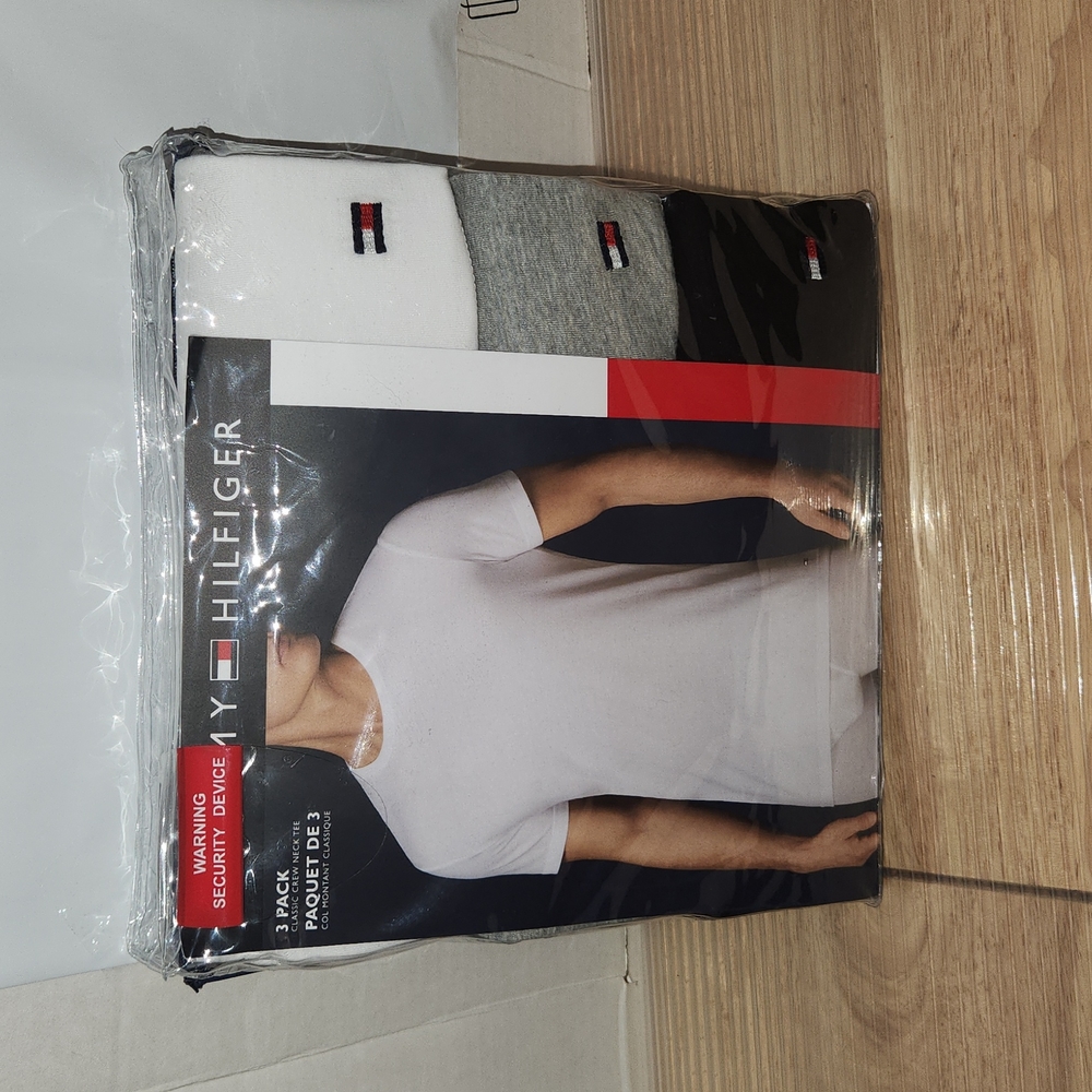 Tommy Hilfiger 3 pack White/Grey/Navy Blue Classic T-shirts Tee LG